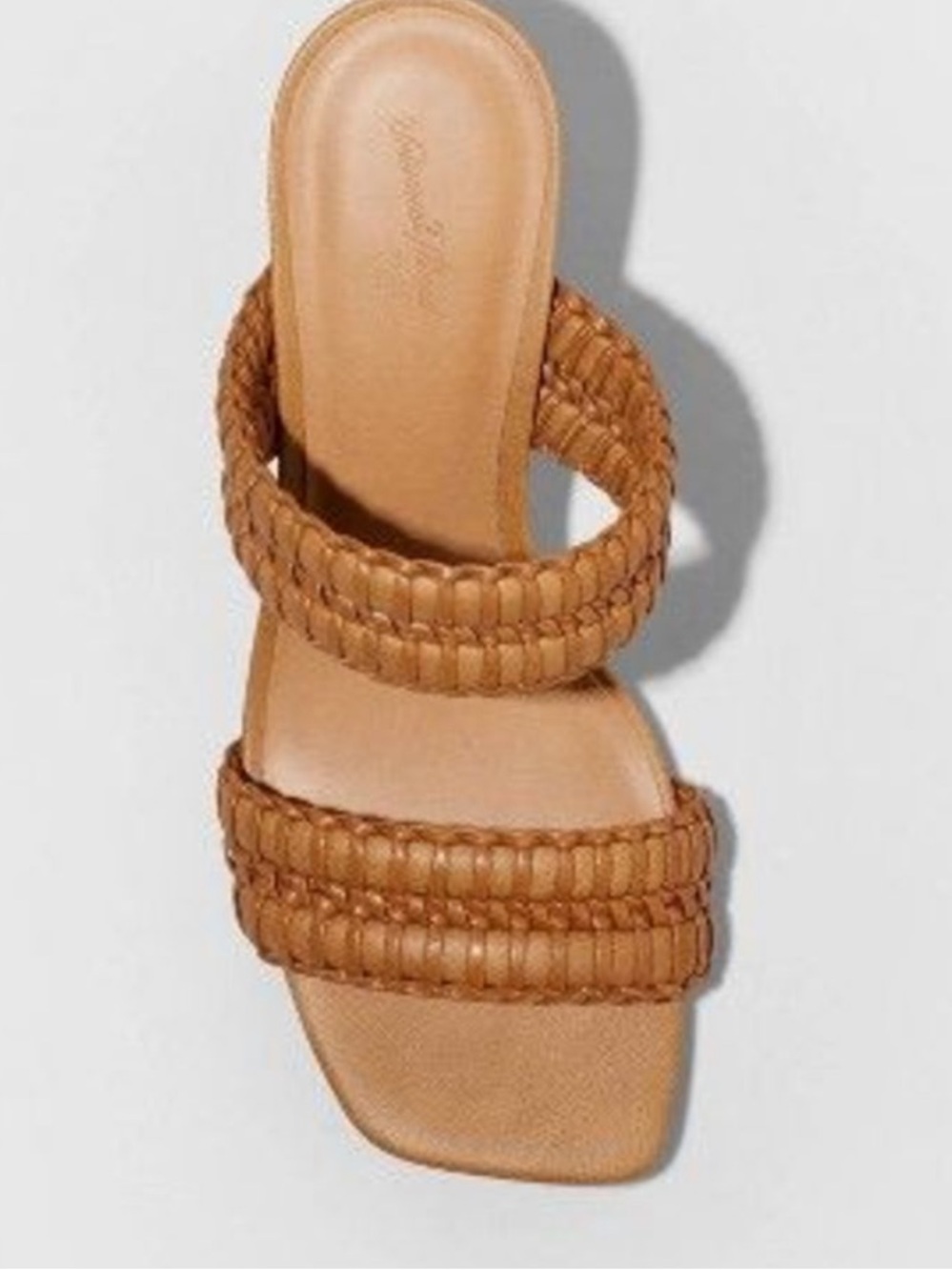 Braided Double-Strap Tan Block Heel Mule 6.5 - Picture 2 of 9